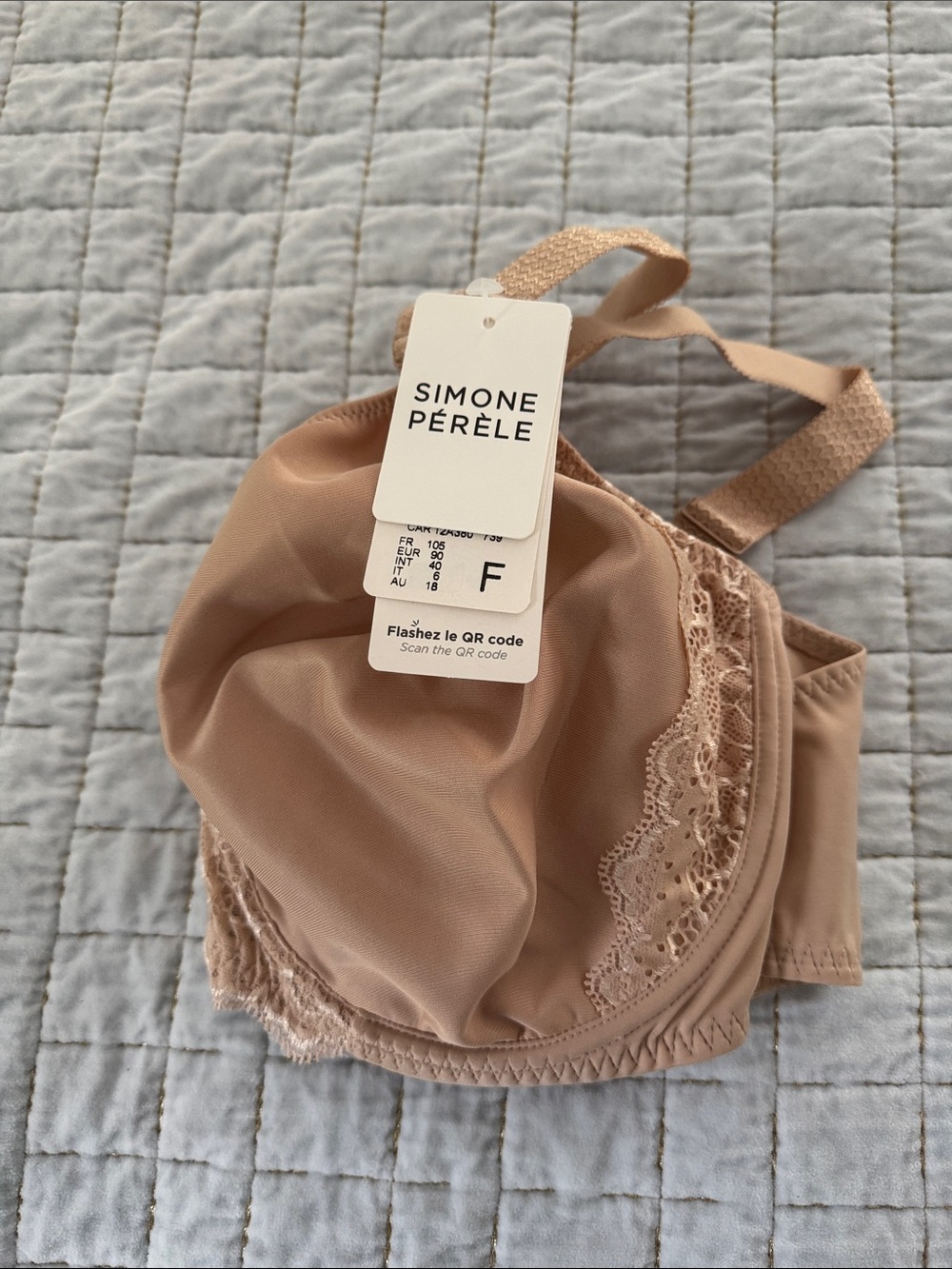 Simone Perele Beige Lace-Trim Underwire Bra